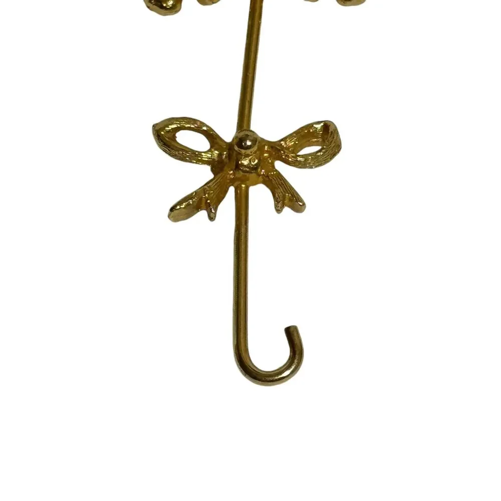 SIGNED SWOBODA Vintage Brooch Pin Jade Umbrella Genuine Gemstone MCM Jewelry